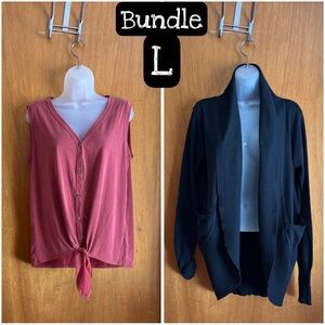 Women’s Bundle sz L Sleeveless Blouse & Cardigan